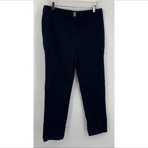 LRL Ralph Lauren tapered leg navy blue twill pants trousers turnbuckle women 14